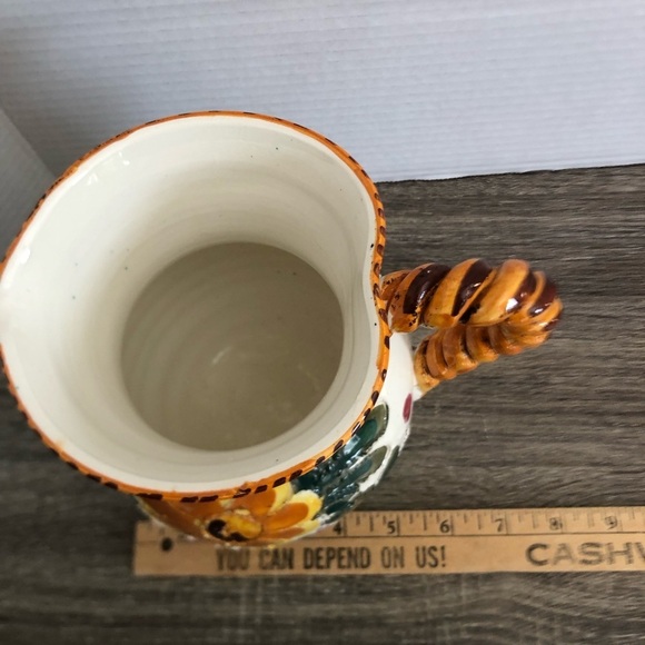 Vtg Italian Handcrafted Floral Ceramic Pitcher - Picture 11 of 15
